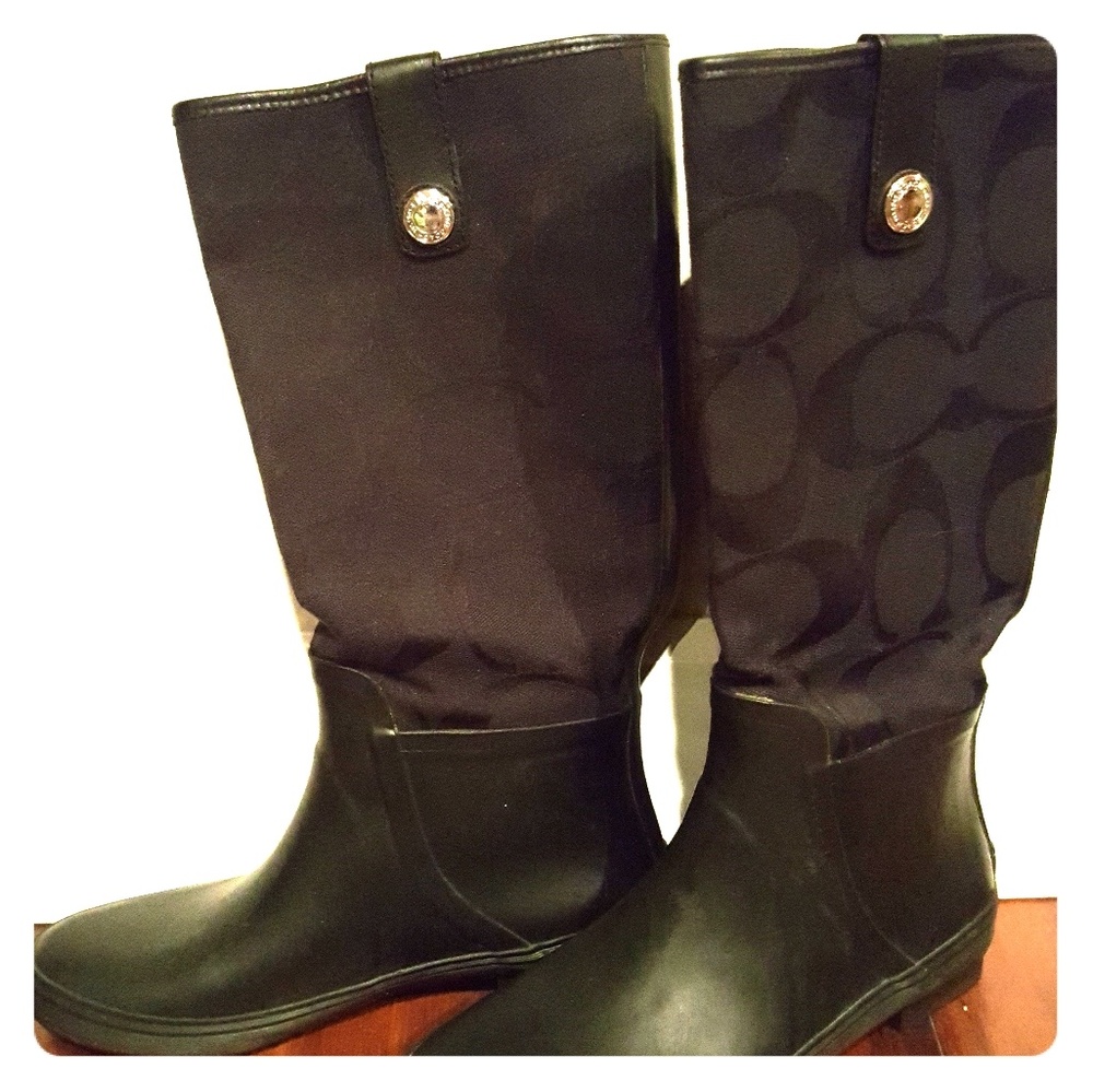 Black Coach rain boots