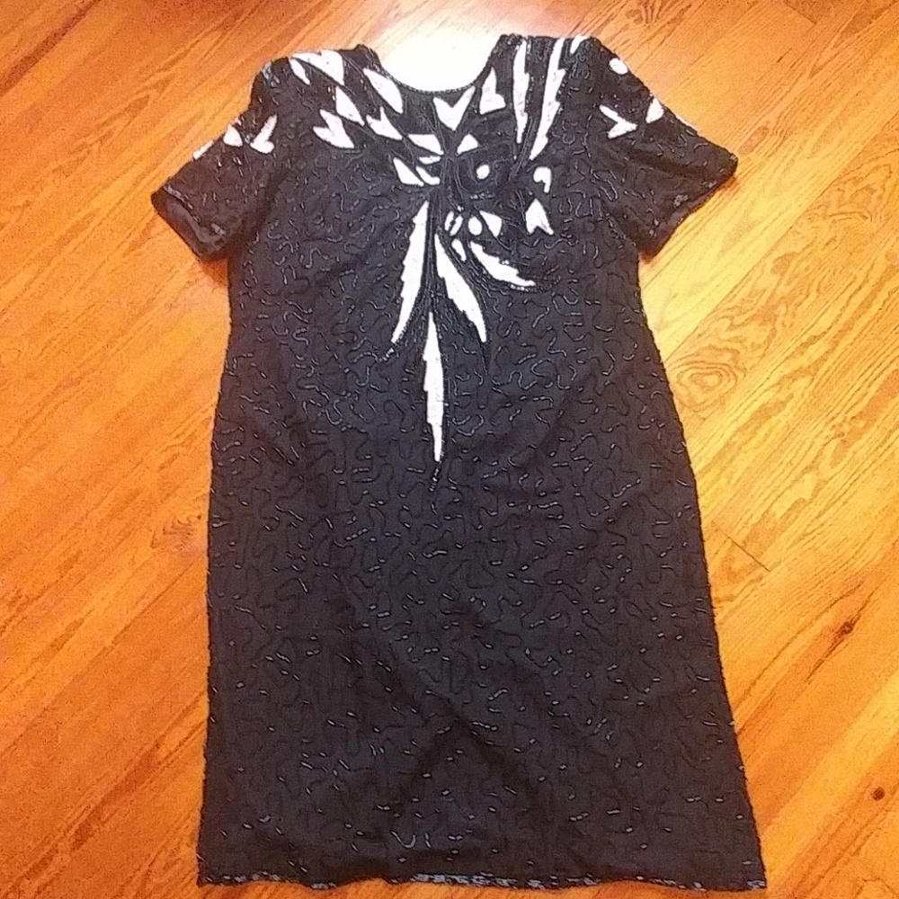 Plus Size Vintage Stenay Sequin Silk Dress - Picture 6 of 8