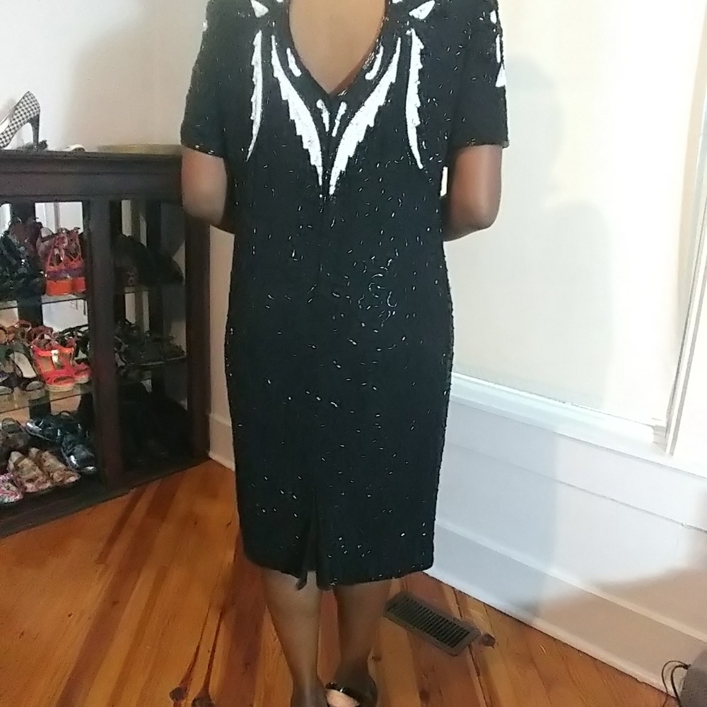 Plus Size Vintage Stenay Sequin Silk Dress - Picture 3 of 8