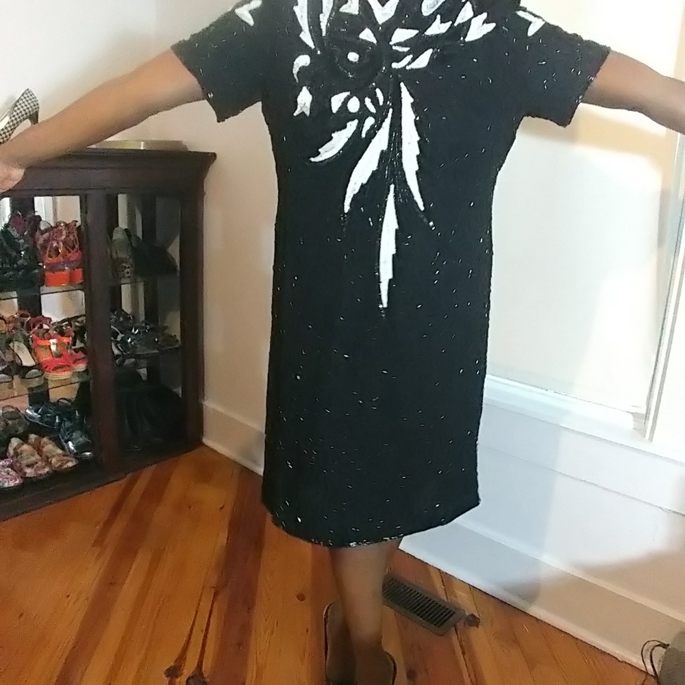 Plus Size Vintage Stenay Sequin Silk Dress - Picture 4 of 8