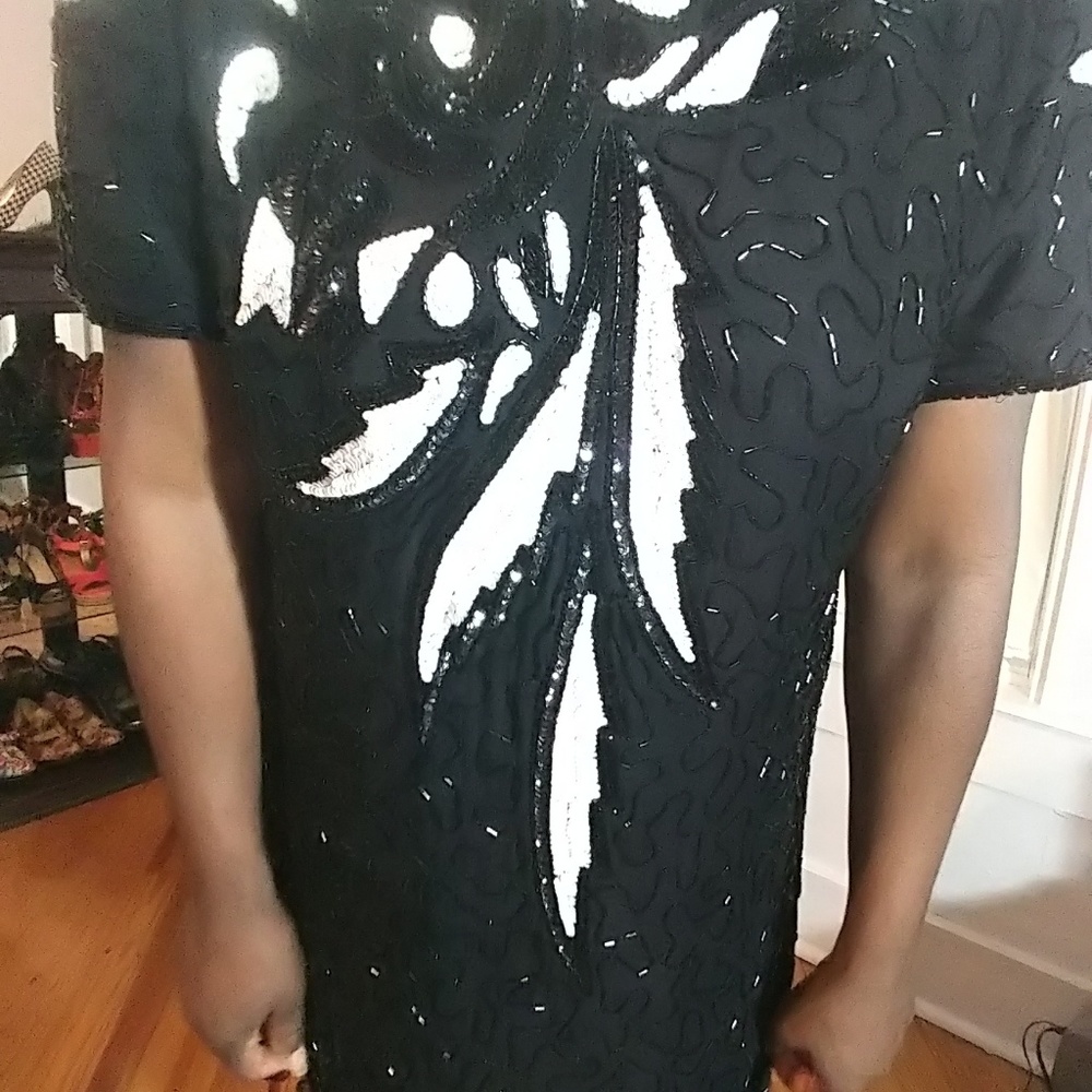 Plus Size Vintage Stenay Sequin Silk Dress - Picture 2 of 8