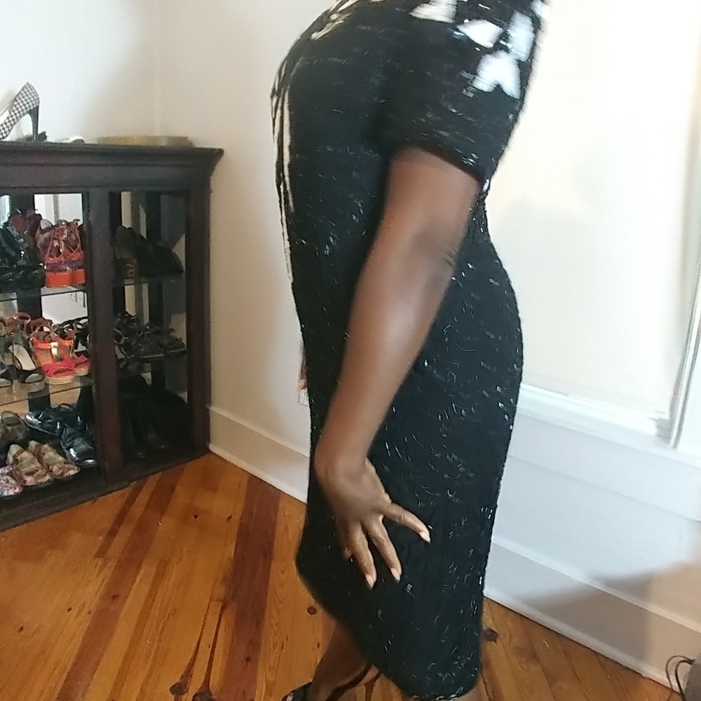 Plus Size Vintage Stenay Sequin Silk Dress - Picture 5 of 8