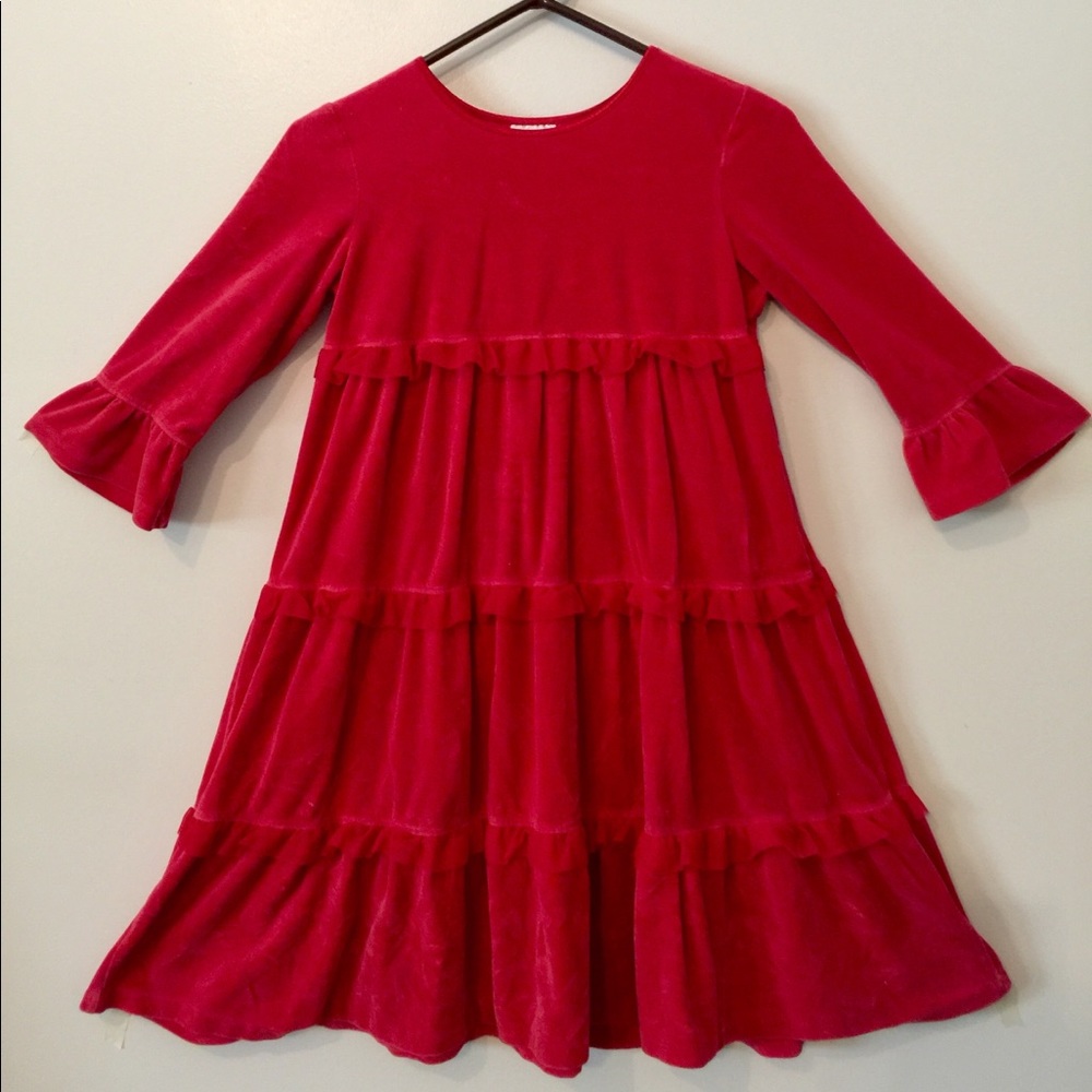 Red velour tiered Christmas dress