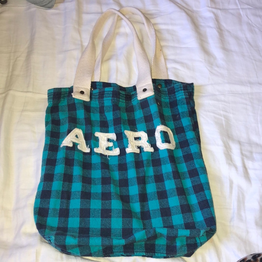 Aeropostale blue flannel pattern bag