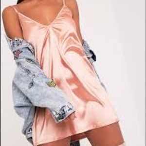 NWT prettylittlething satin plunge dress