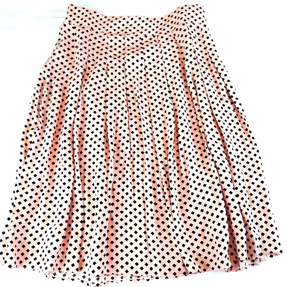 Talbots Women's Pleated Polka Dot Skirt Pink Black