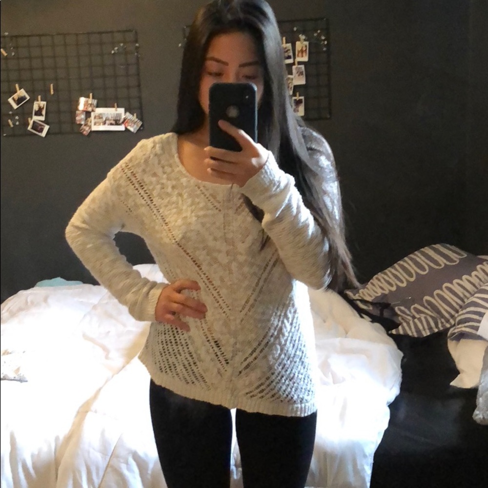 Knit white sweater