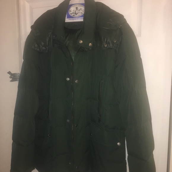 Cole Haan Forest Green Down Fur Coat - Picture 3 of 8