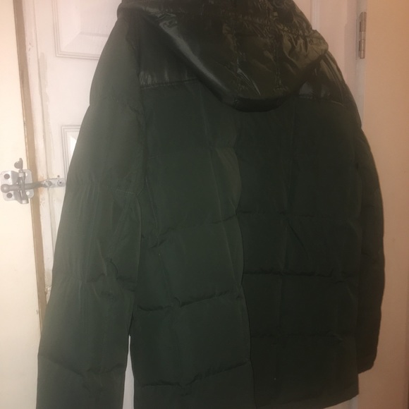 Cole Haan Forest Green Down Fur Coat - Picture 4 of 8