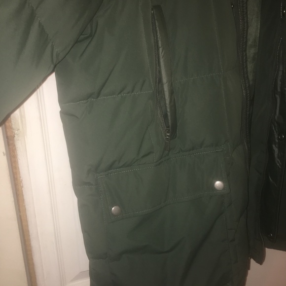 Cole Haan Forest Green Down Fur Coat - Picture 5 of 8