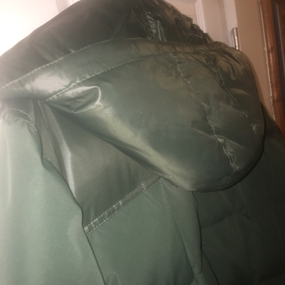 Cole Haan Forest Green Down Fur Coat - Picture 6 of 8