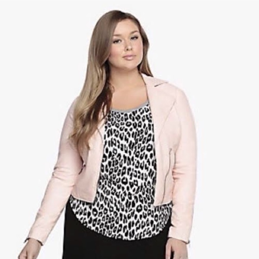 Torrid Pink faux leather jacket size 2 (plus size)