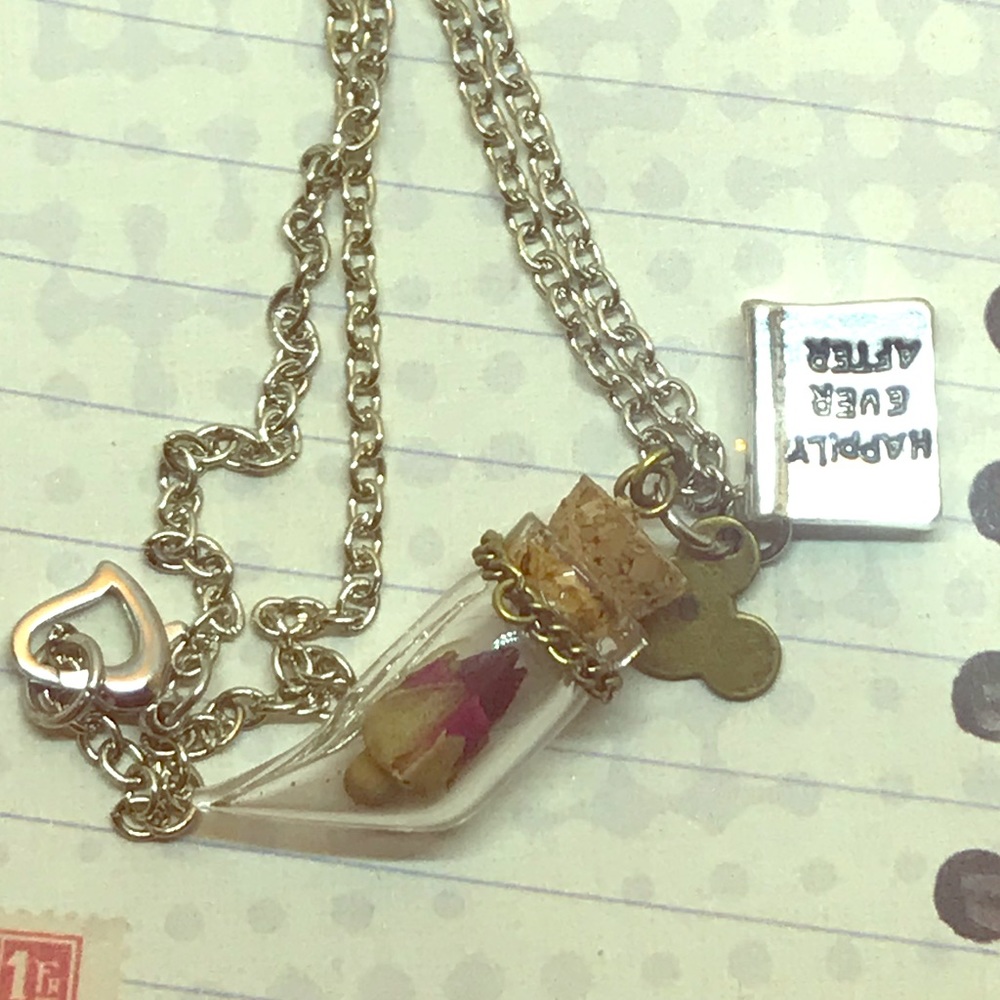 Beauty and the beast rose necklace