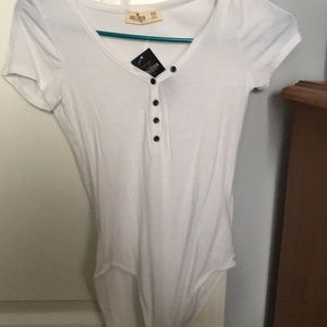 White buttoned hollister body suit!