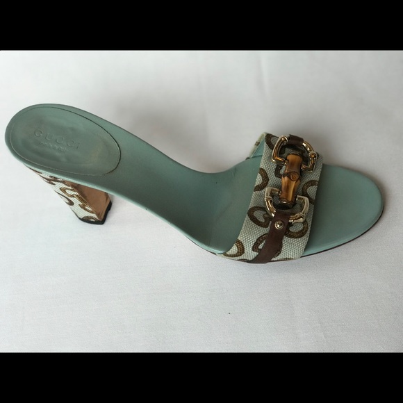 GUCCI GG Canvas Bamboo Horsebit Open-Toe Sandals - Picture 4 of 8