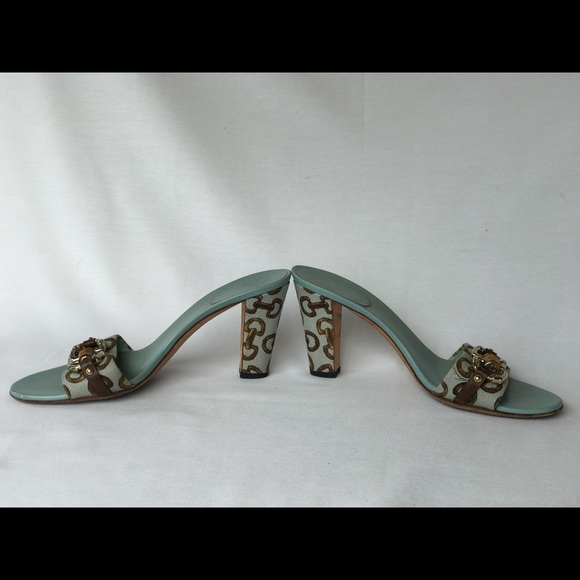 GUCCI GG Canvas Bamboo Horsebit Open-Toe Sandals - Picture 7 of 8