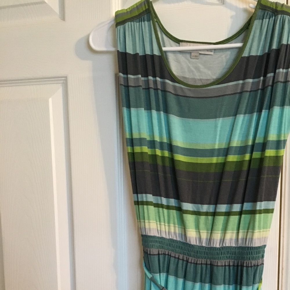 Loft green and taupe sleeveless dress