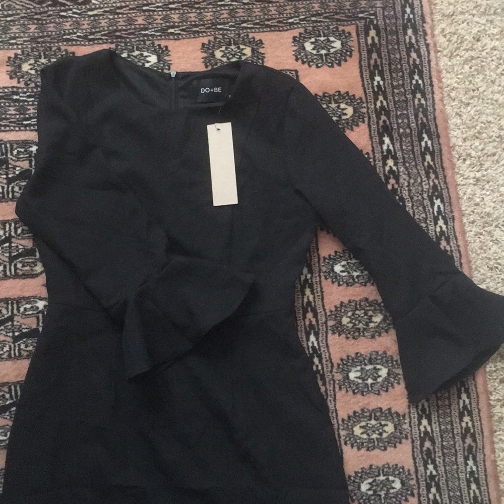 Black bell sleeve party dress