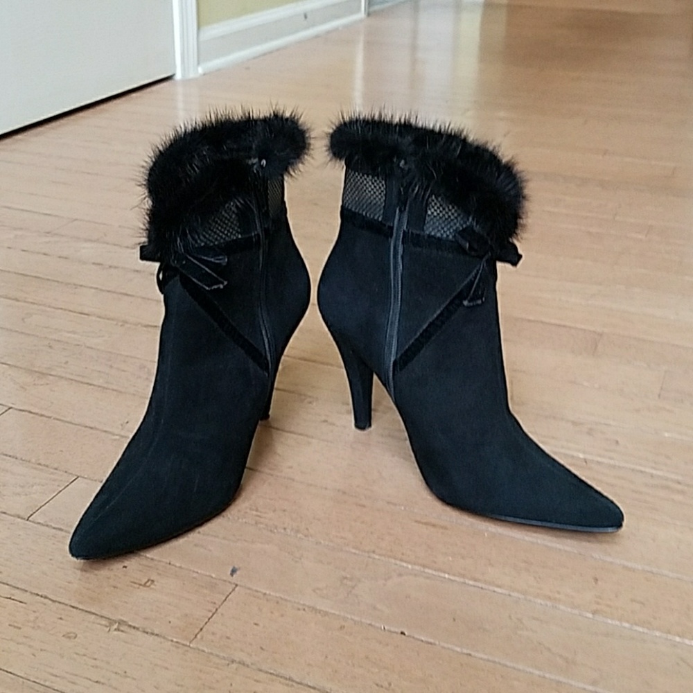 Beautiful custom made black suede booties