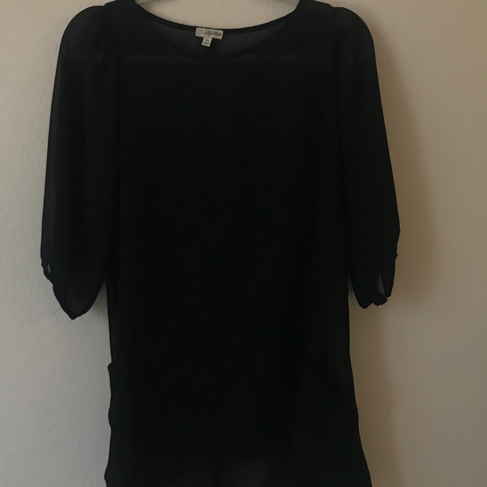 Lily White • Black see through dress with pockets