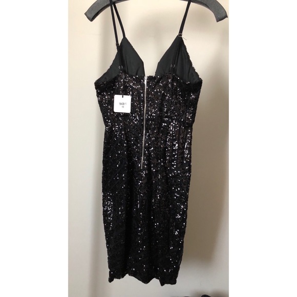 Black Low Cut Sequin Dress - Picture 2 of 5