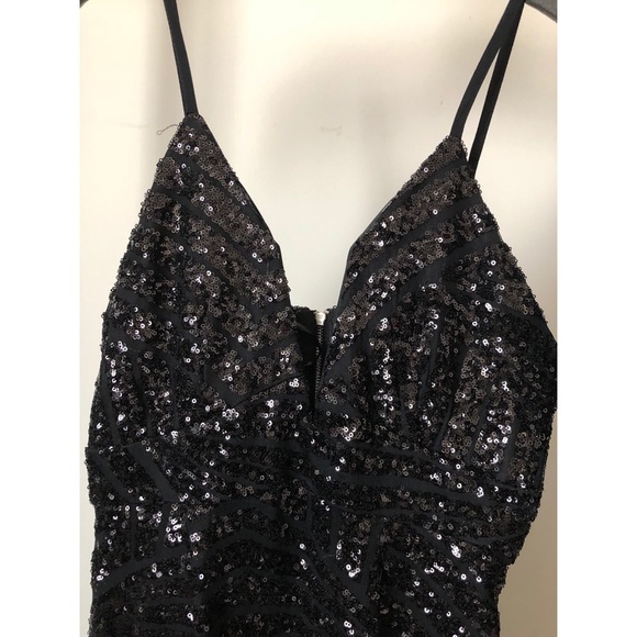 Black Low Cut Sequin Dress - Picture 3 of 5