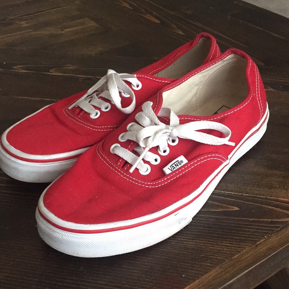 Red Vans low top size 9