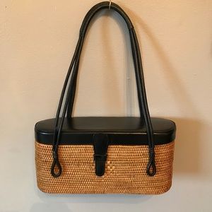 Elliott Lucca wicker and leather box basquet purse
