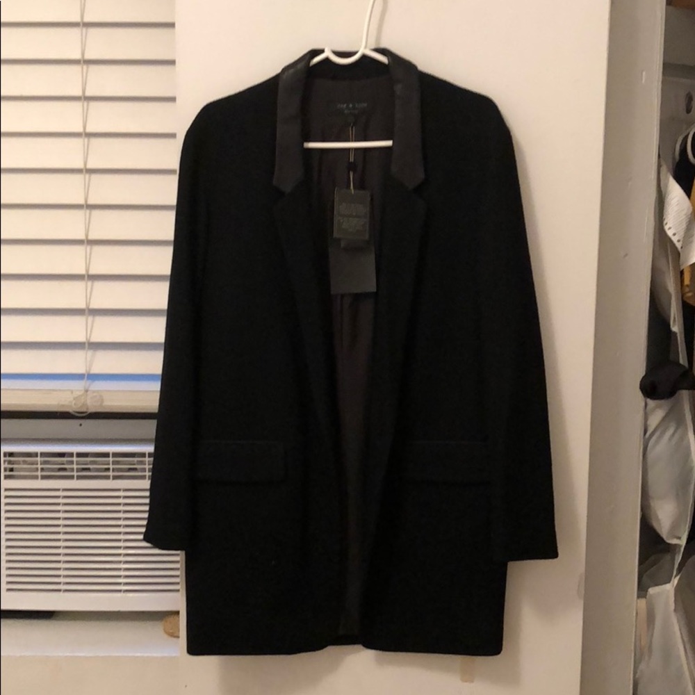 NEW Rag & Bone blazer LEATHER details over sized S