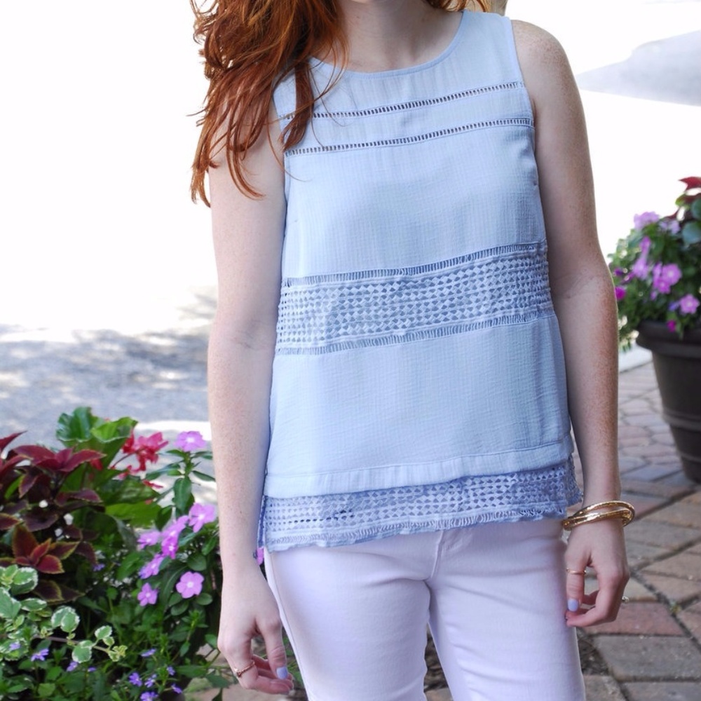SALE! Last one! Baby Blue Crotchet Top