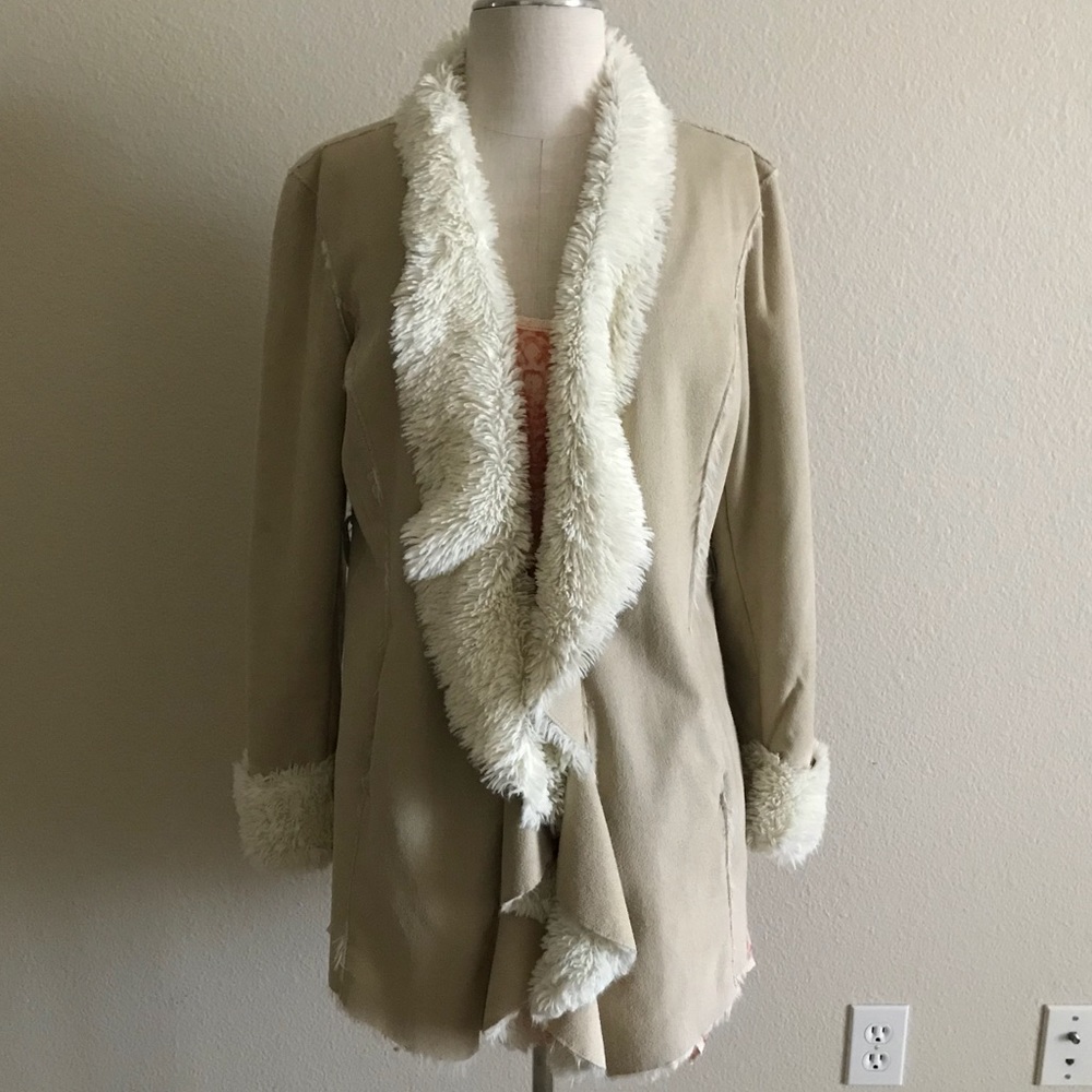 Faux suede and fur jacket
