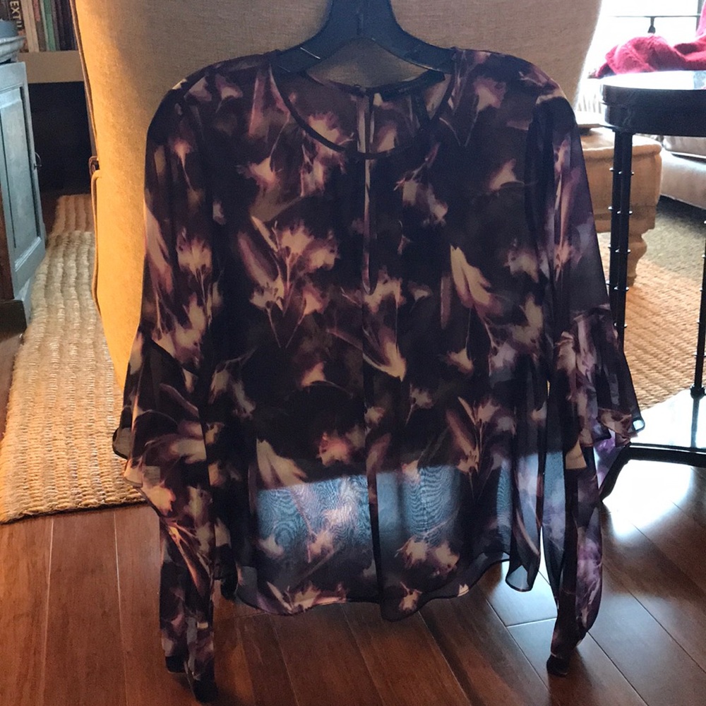 Bcbg Patterned Sheer Blouse - image 1