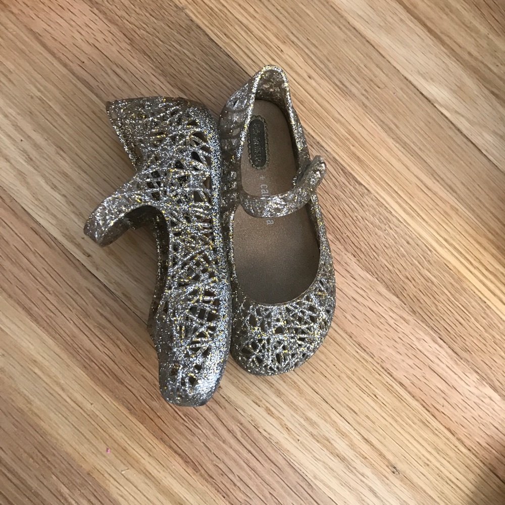 Mini Melissa Campana Gold/Silver Glitter Sz 9 Used