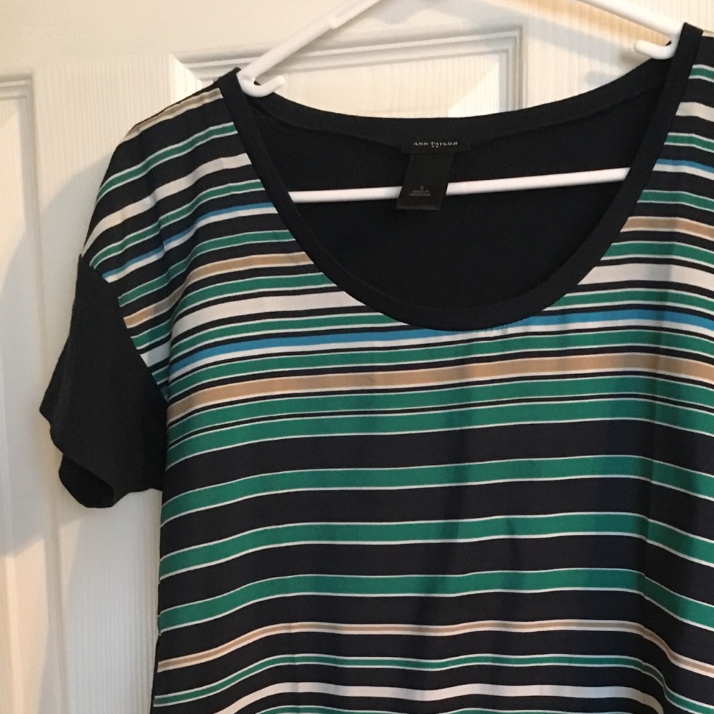 Loft oversized blue/green stripe blouse