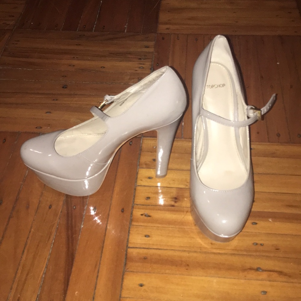 Topshop nude double Platform patent Mary Jane!