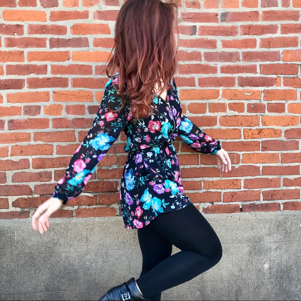 Floral long sleeved romper