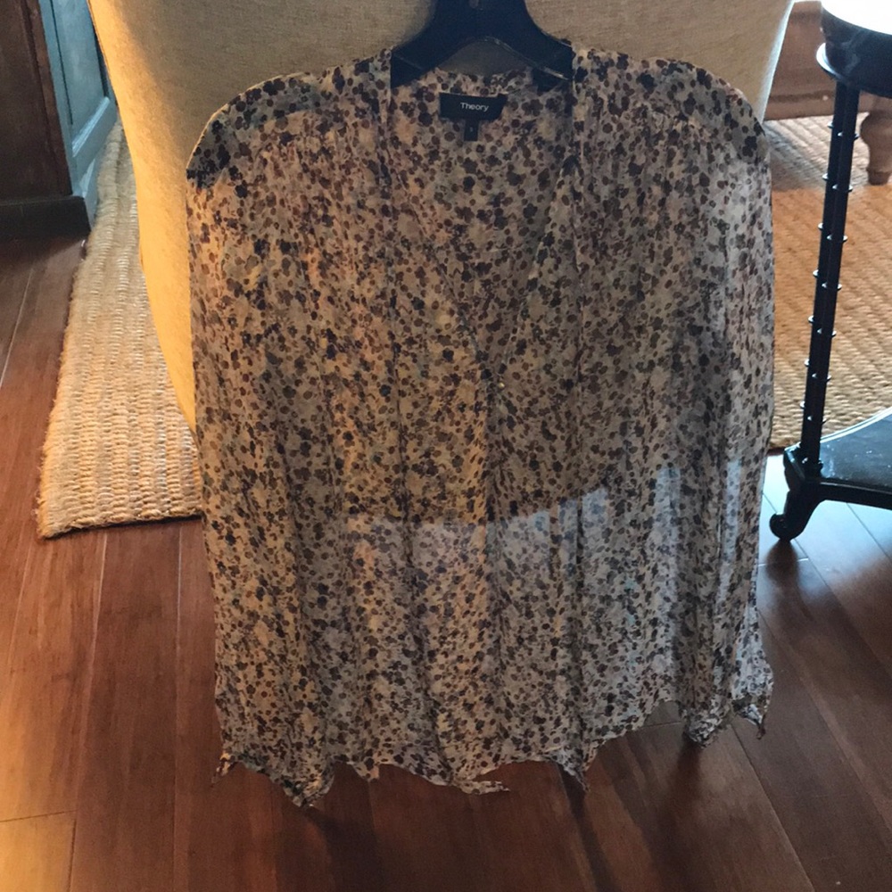 Theory Sheer Patterned Blouse - image 1