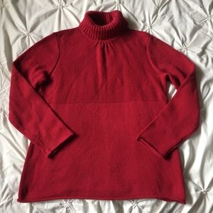 J. Jill Red Knit Turtleneck Sweater Top
