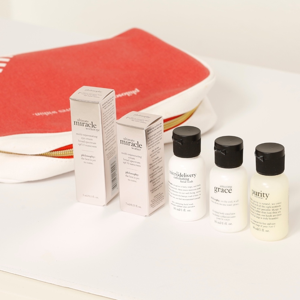 Philosophy Sample Set and Cosmetic bag