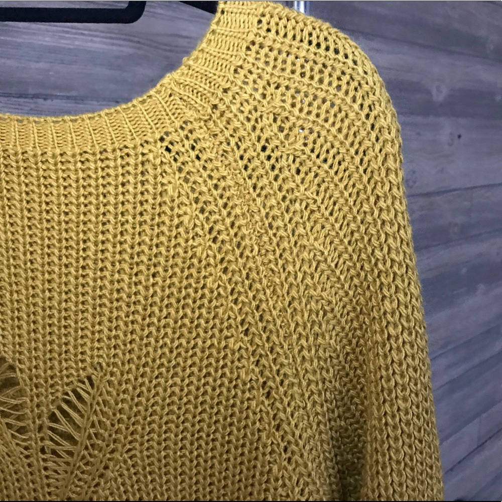 LAST 1▪️Mustard Yellow Distressed Sweater Dress - Picture 6 of 6