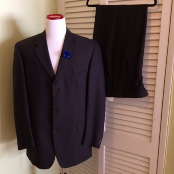 *DONATED* Today's Man Brown Pinstripe Suit, 43L - Picture 1 of 6