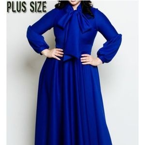 Neck Bow Tie Maxi Dress