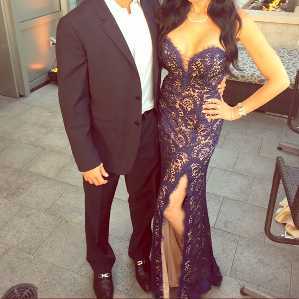 Beautiful Jovani blue lace gown