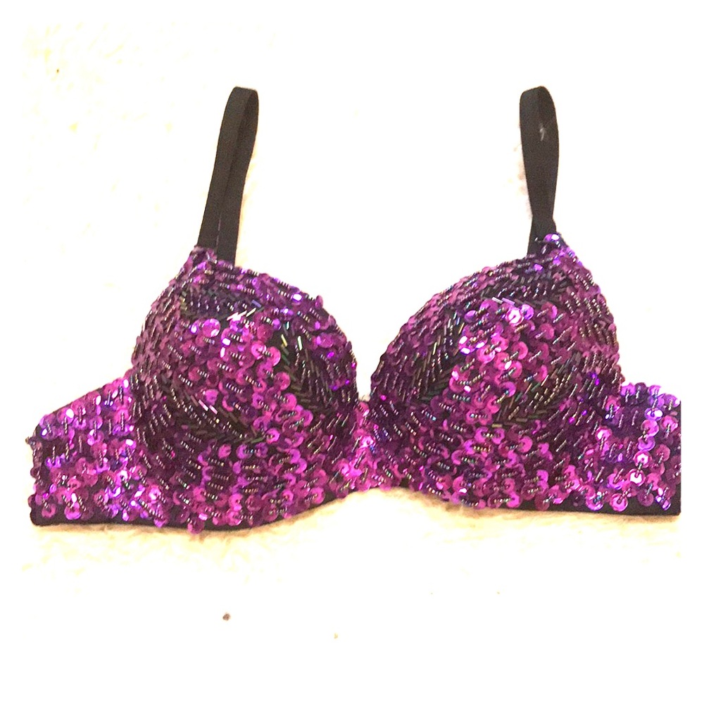 Purple sequined bra