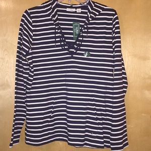 LL Bean Navy& White Nautical pullover