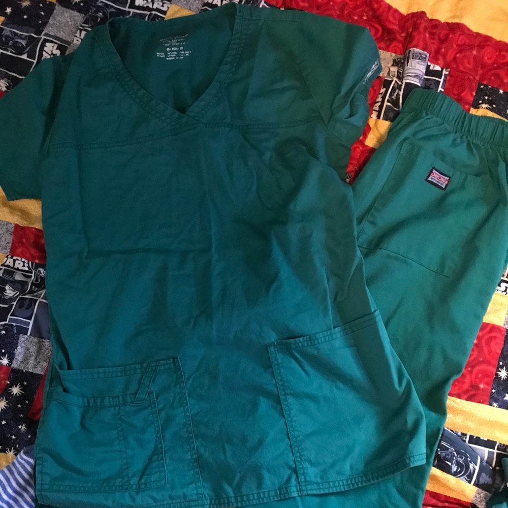 Cherokee workwear hunter green scrubs XS top S pan