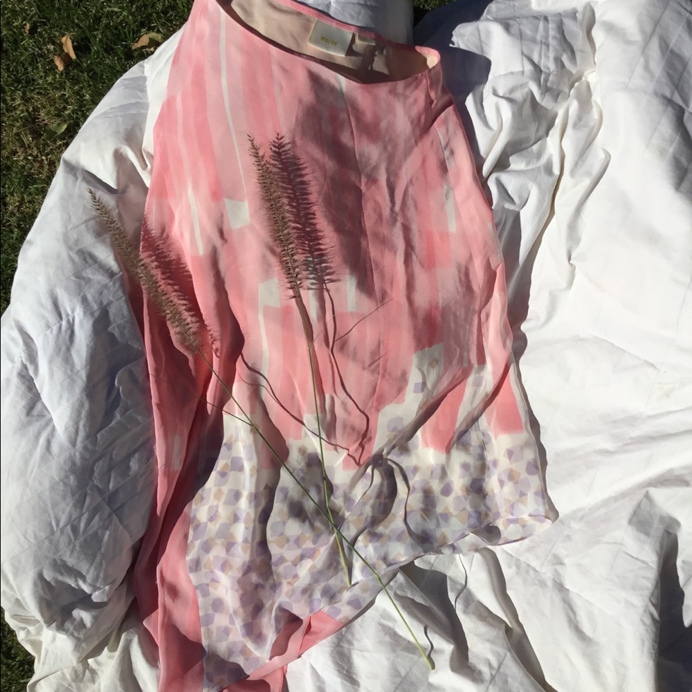 Anthropology pink floral flowing dress