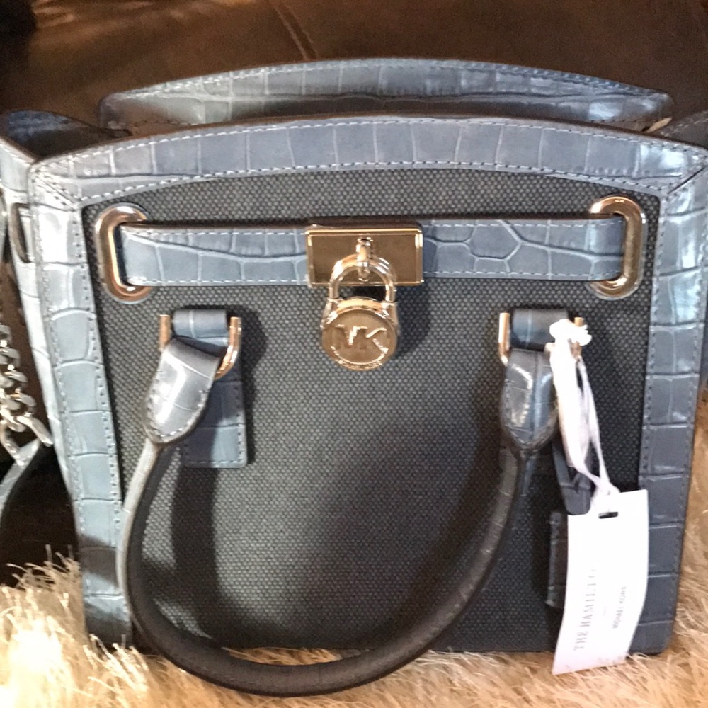 NWT Michael Kors denim leather Hamilton bag