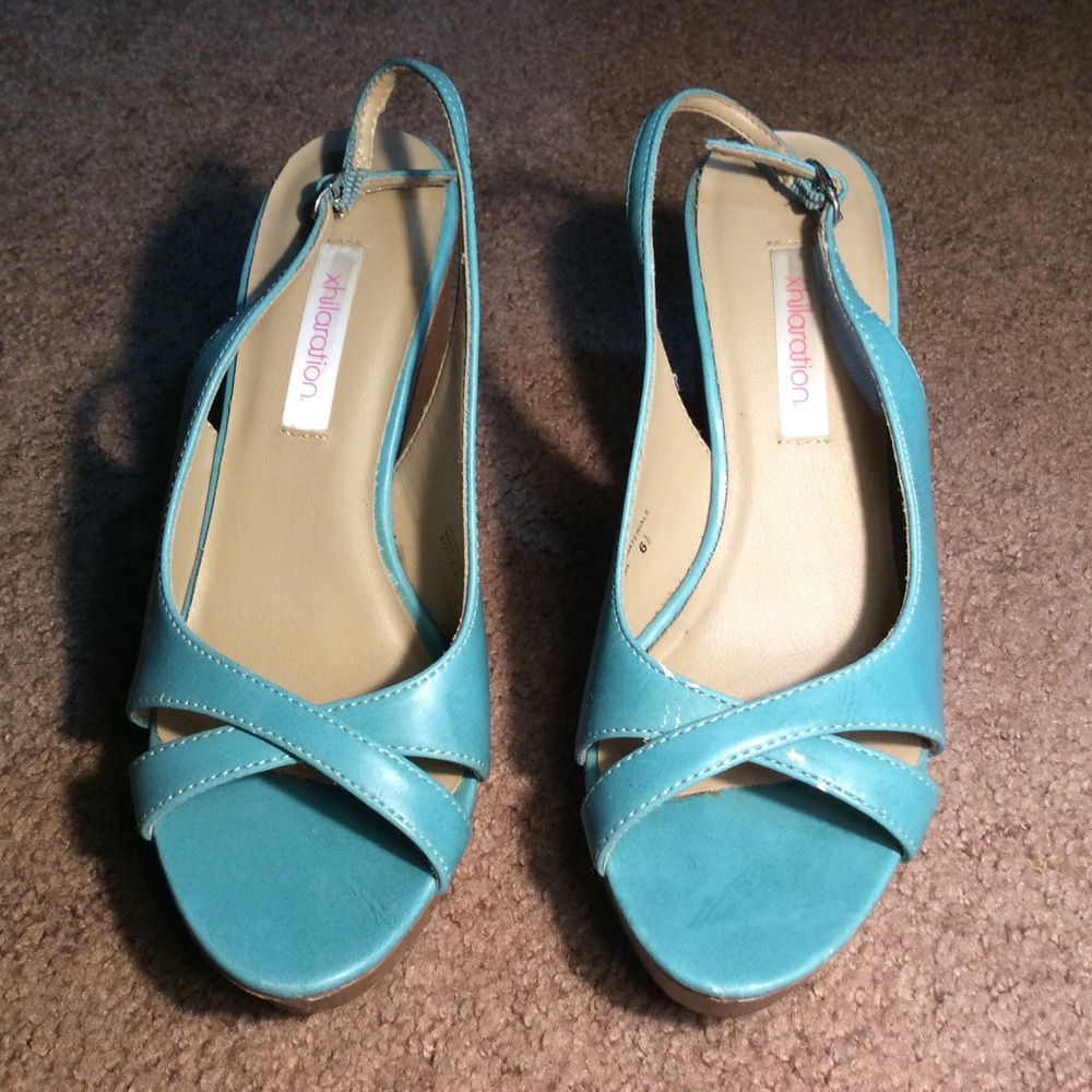 Light Blue Wedge Sandals