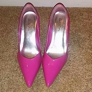 Bright Barbie Pink Pointed Toe Patent Silhouettes